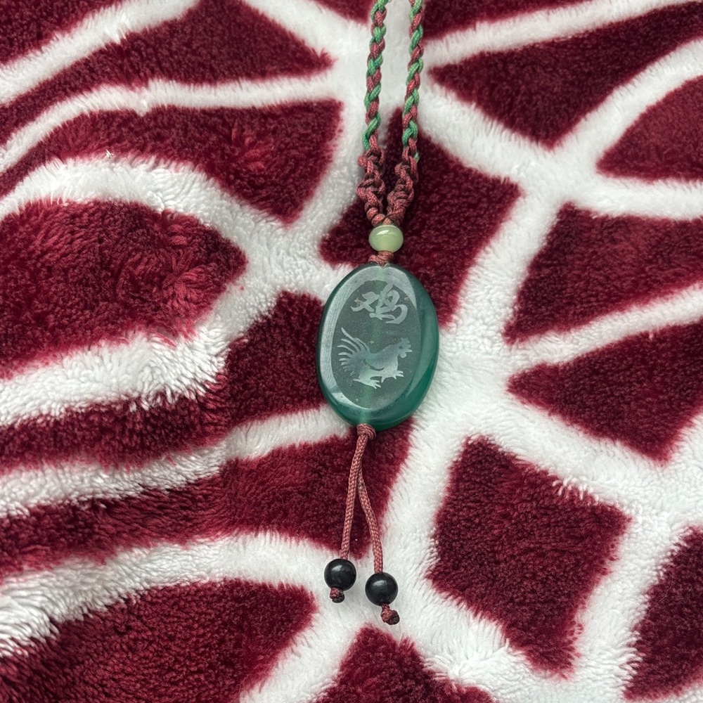 Adjustable Green Chicken Pendant Necklace